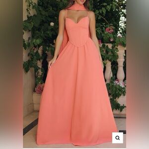 EFFIE GOWN - A-LINE CHIFFON DRESS WITH SCARF